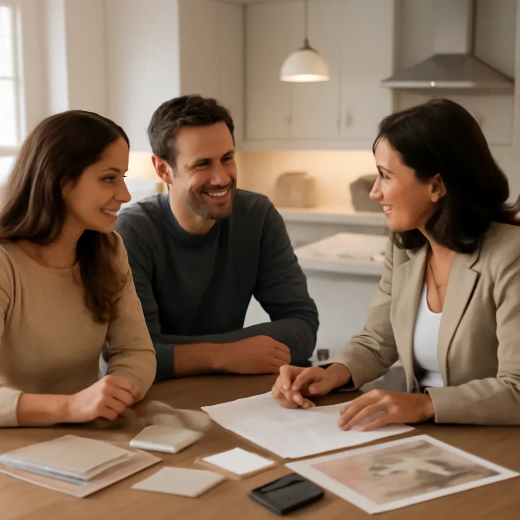 Best Kitchen Lighting Layers homeowner consultation with notes, samples, and room ideas