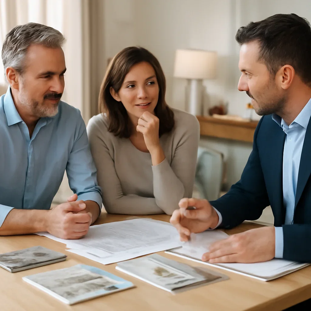 Design-Build vs General Contractor homeowner consultation with notes, samples, and room ideas