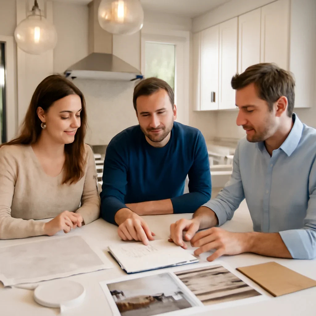 Do You Need Permits for Kitchen or Bathroom Renovations in Ontario? homeowner consultation with notes, samples, and room ideas