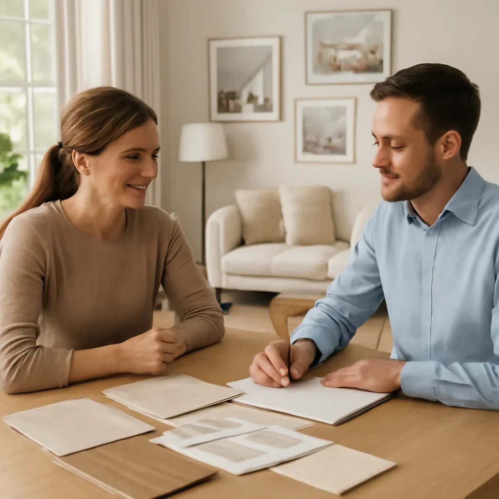How to Prepare Your Home for a Renovation homeowner consultation with notes, samples, and room ideas