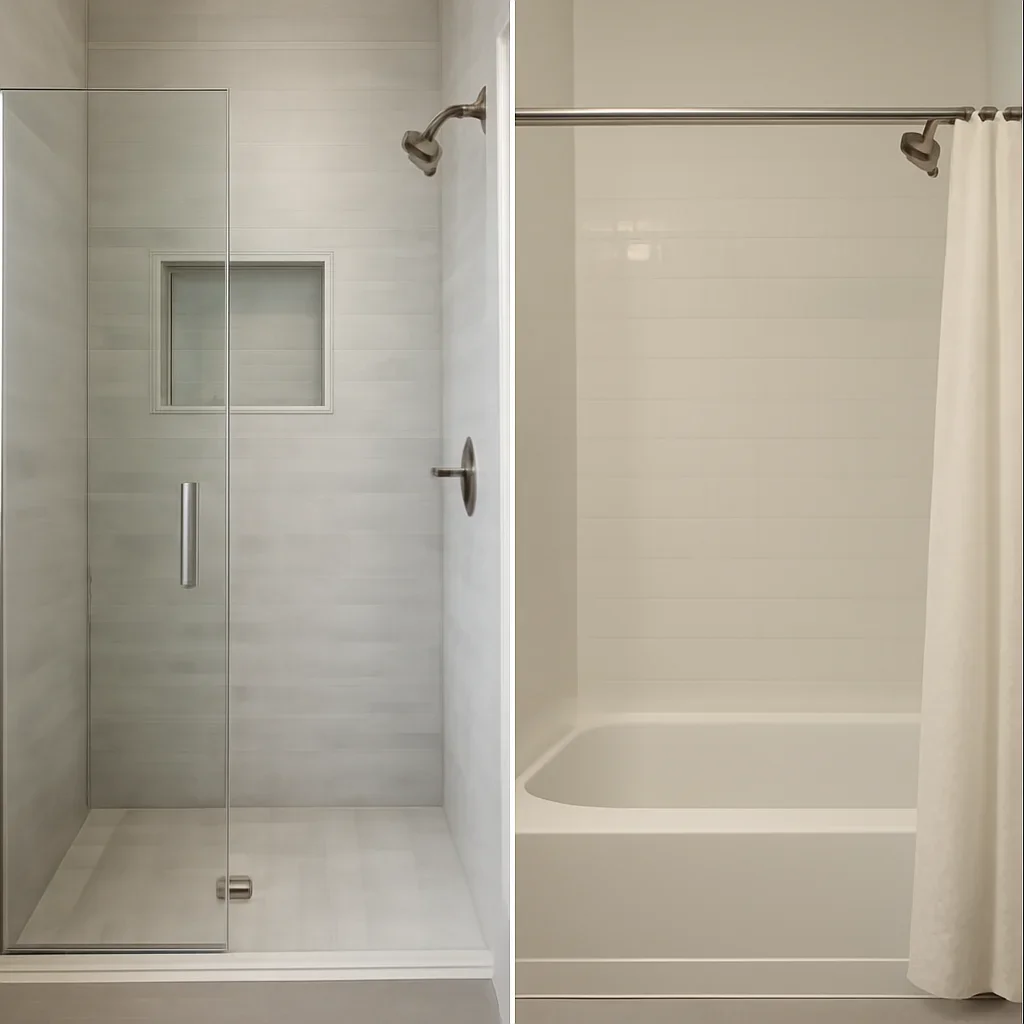 Walk-In Shower vs Tub-Shower Combo close-up image showing practical renovation details and materials