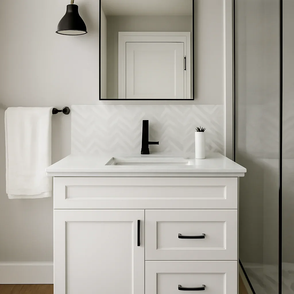 Oro-Medonte Bathroom Remodel materials and finish details shown in a close residential setting