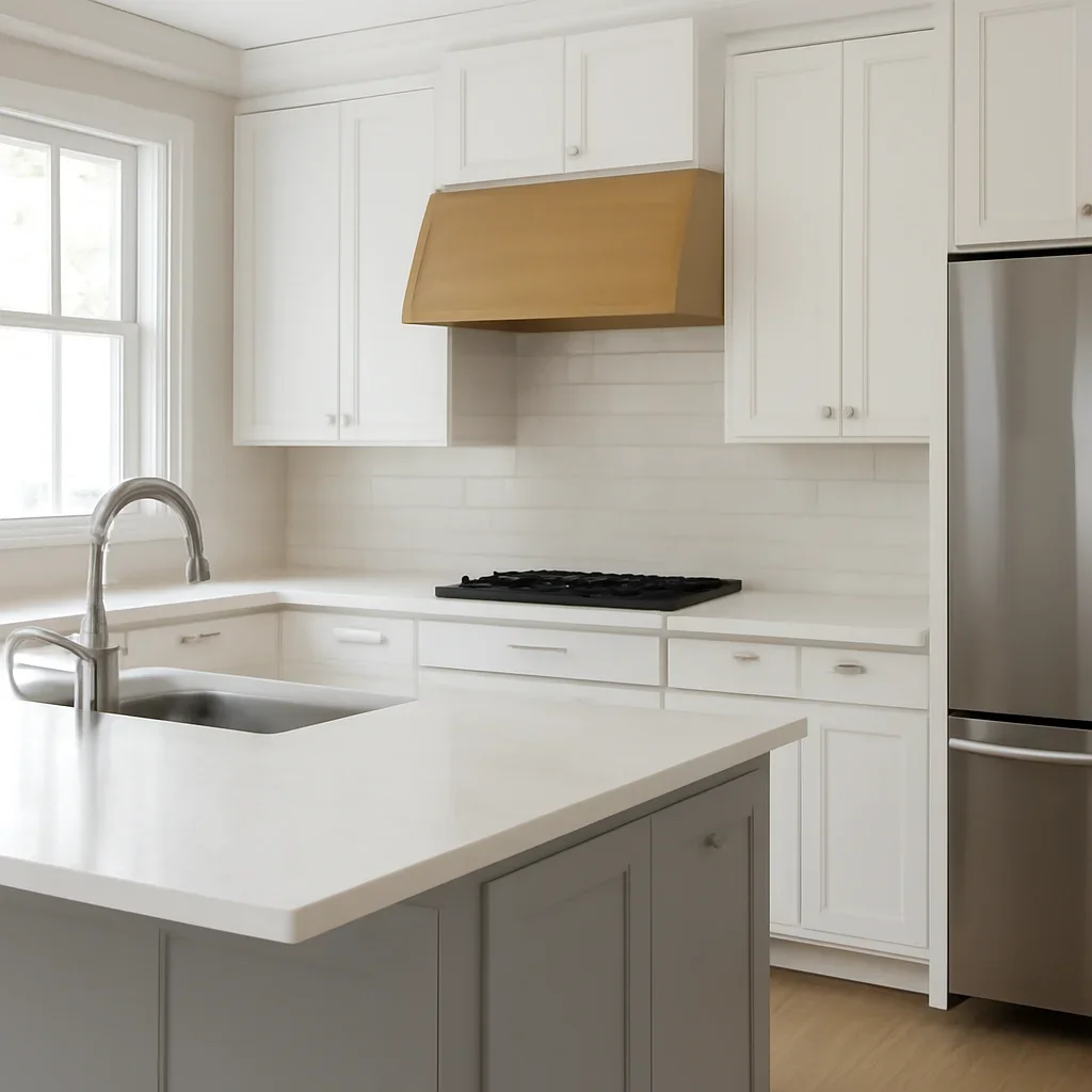 Showroom-Planned Family Kitchen materials and finish details shown in a close residential setting