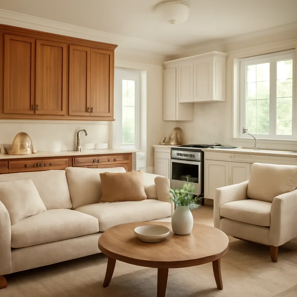 Custom Cabinets vs Stock Cabinets completed room styled for comfortable daily living