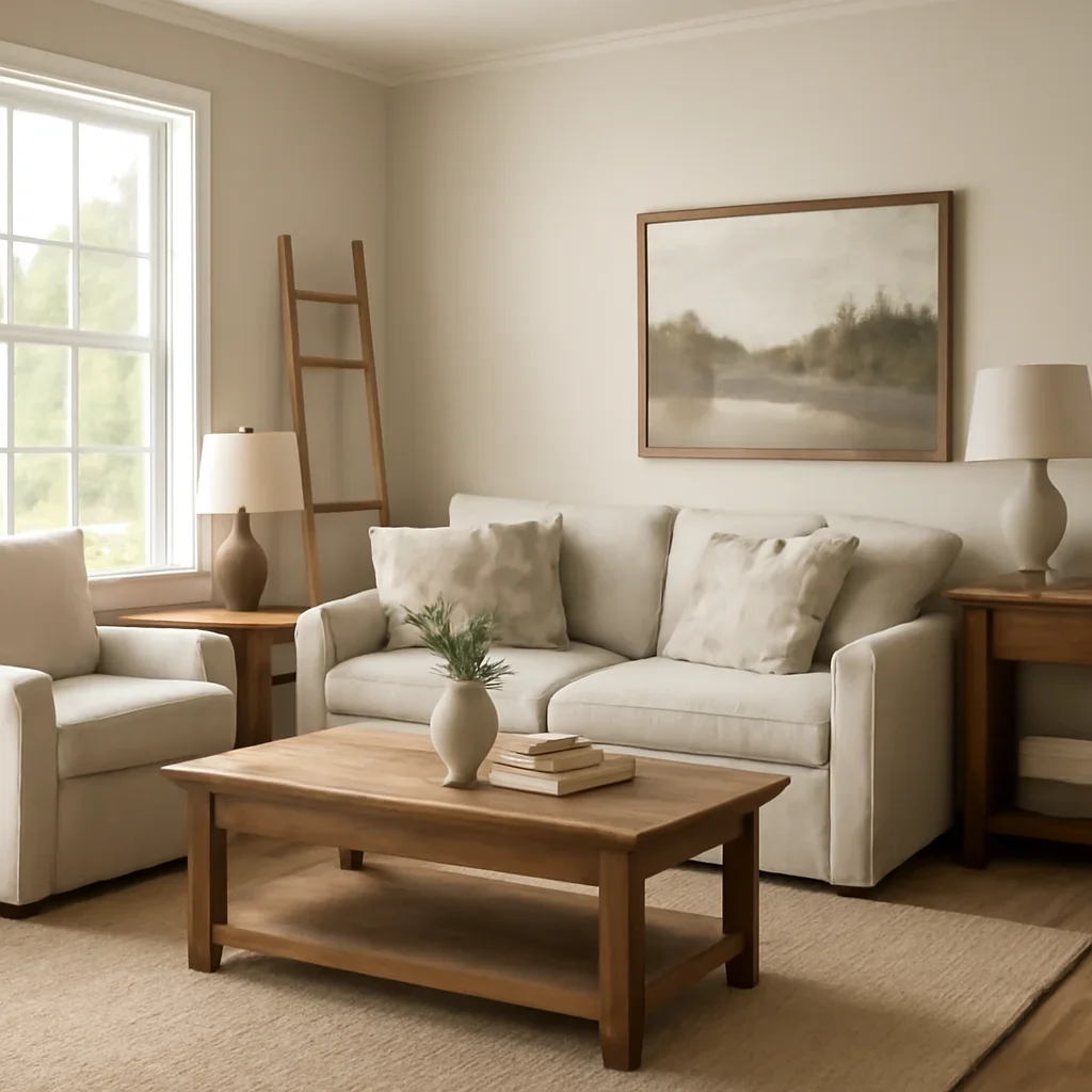 Shanty Bay completed room styled for comfortable daily living