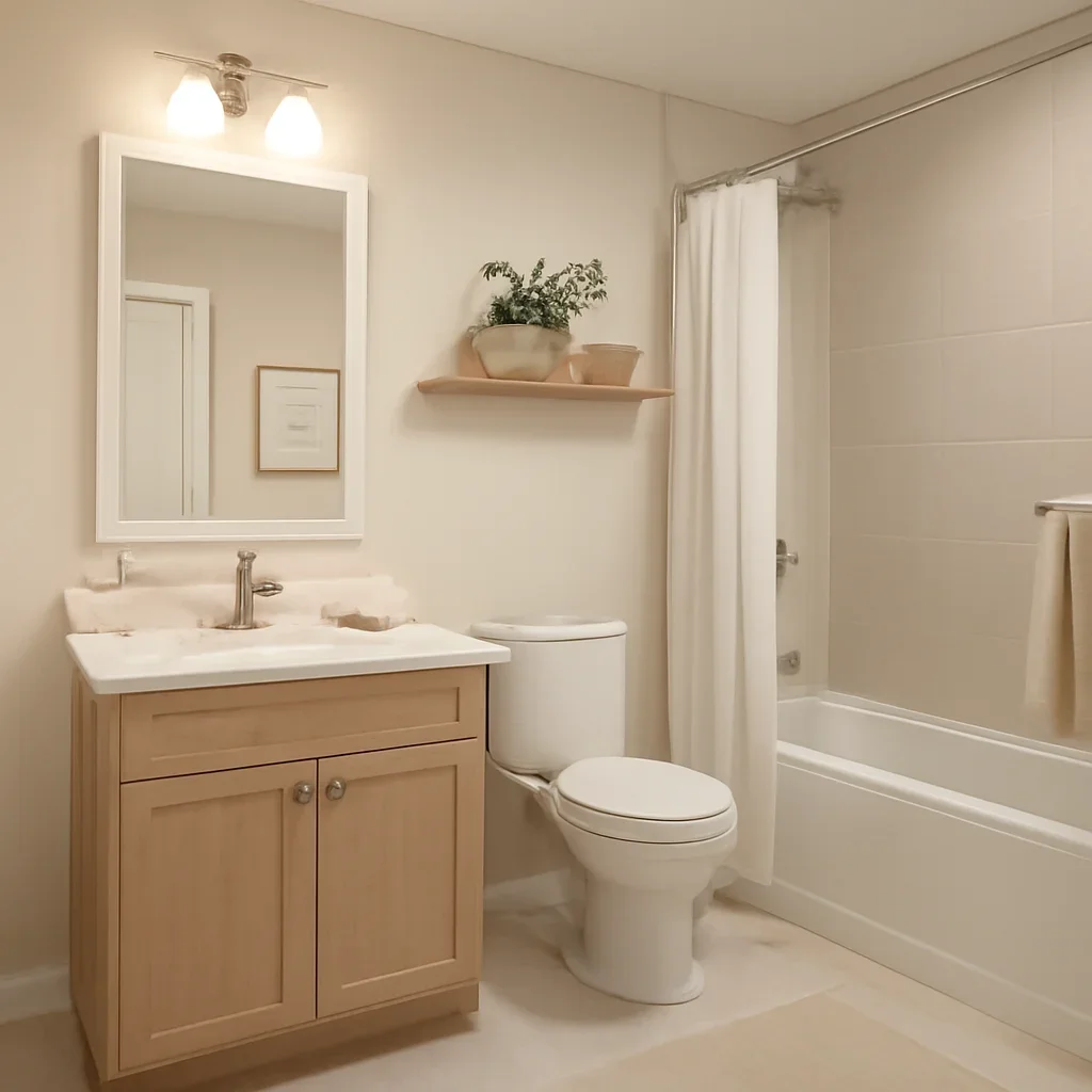 Bathroom Design completed room styled for comfortable daily living